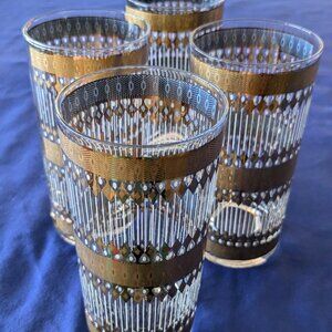 Set 4 Vintage MCM BARWARE - Culver BARCELONA 22K gold pattern